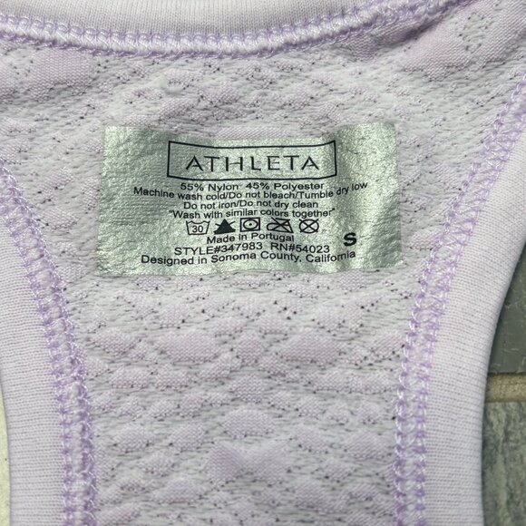 Athleta Eagle Pose Lace Print Racerback Fitted Tank Top Lilac Purple Size Small - Picture 4 of 8